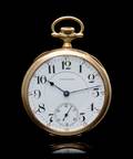 A 14 Karat Yellow Gold Open Face Vanguard Pocket Watch Waltham Circa 1907