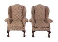 A Pair of Queen Anne Style Wingback Armchairs