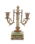 A Neoclassical Gilt Metal and Onyx TwoLight Candelabra
