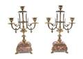 Two Neoclassical Style Gilt Metal Mounted ThreeLight Candelabra