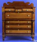 New York late Federal cherry and birdseye maple bureau ca 1825