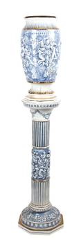 A Continental Porcelain Vase on Pedestal Stand