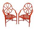 A Pair of Painted Metal Armchairs