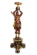 A Venetian Style Polychrome Decorated Figural Pedestal