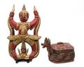 Two Balinese Polychromed and Carved Wood Articles