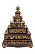 An Indonesian Parcel Gilt Red Lacquer FiveTiered Brides Box