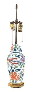 A Chinese Porcelain Paneled Form Table Lamp