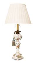 A Dresden Porcelain Oil Lamp
