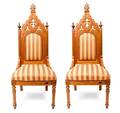 A Pair of Gothic Revival Walnut Side Chairs