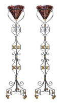 A Pair of Wrought Metal and Brass Torcheres