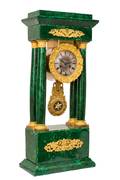 An Empire Gilt Bronze Mounted Malachite Mantel Clock