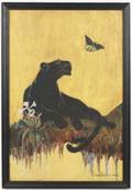Black Panther wButterfly Painting Signed