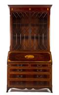 A Scottish Marquetry and Mahogany Secretary Bookcase