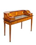 An Edwardian Painted and Inlaid Satinwood Carlton House Desk
