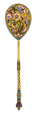 A Russian SilverGilt and Enamel Spoon