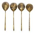 Four Russian SilverGilt and Niello Spoons
