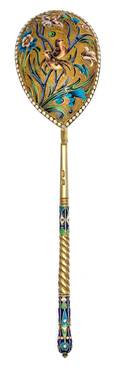 A Russian SilverGilt and Enamel Spoon