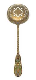A Russian SilverGilt and Enamel Tea Strainer