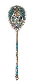A Russian Enameled Silver Spoon