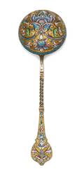 A Russian SilverGilt and Enamel Spoon