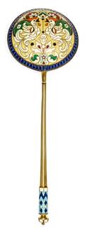 A Russian SilverGilt and Enamel Serving Spoon