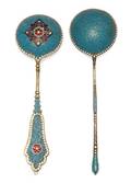 Two Russian SilverGilt and Enamel Spoons