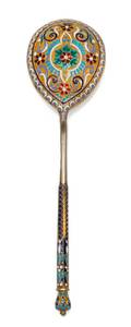 A Russian SilverGilt and Enamel Spoon