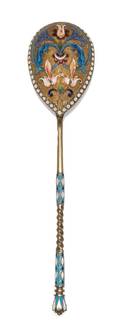 A Russian SilverGilt and Enamel Spoon