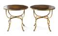 A Pair of Neoclassical Style Brass End Tables
