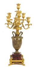 A French Gilt and Patinated Bronze SevenLight Candelabrum
