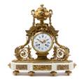 A French Gilt Bronze and Marble Mantel Clock