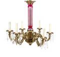 A Continental Gilt Bronze and Glass SixLight Chandelier