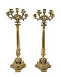 A Pair of Continental Gilt Bronze SixLight Candelabra
