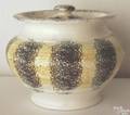 Yellow and black rainbow spatter covered sugar bowl