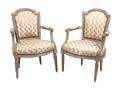 A Pair of Louis XVI Style Cream Painted Fauteuil