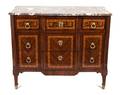 A Louis XVI Style Parquetry and Mahogany Commode