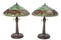 A Pair of American Leaded Glass Table Lamps