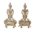A Pair of Continental Gilt Bronze Chenets