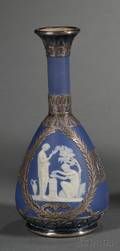 Wedgwood Silver Overlay Dark Blue Jasper Dip Bud Vase
