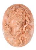 Large and Fine High Relief Coral Cameo Artemis