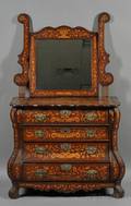 Dutch Baroquestyle Fruitwood Marquetryinlaid Walnut Dressing Chest and Mirror
