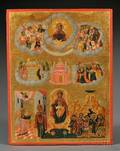 Greek Compositional Icon Depicting Scenes of the Mother of God