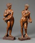Pair of Continental Baroquestyle Carved Fruitwood Figures