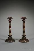 Pair of Victorian Serpentine Candlesticks