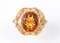 14k Gold Diamond  Citrine Ring