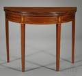 George III Inlaid Mahogany Demilune Game Table