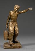 Edward Drouot French 18591945 Bronze Figure of a Man Carrying a Bucket of Water
