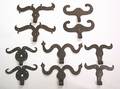 Five pairs of Moravian wrought iron rams horn hinges ca 1800