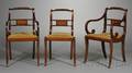 Set of Eight Regency Brassinlaid and Carved Mahogany Dining Chairs