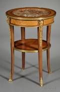 Louis XVI Style Ormolumounted and Tulipwood Marquetry and Marbletop Guridon